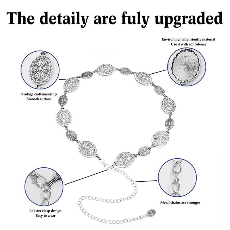 حزام معدني قابل للتعديل الخصر سلسلة ، بوهو زينت ، الذهب والفضة ، راعية البقر الغربية ، أحزمة للفساتين ، الجينز ، سترة