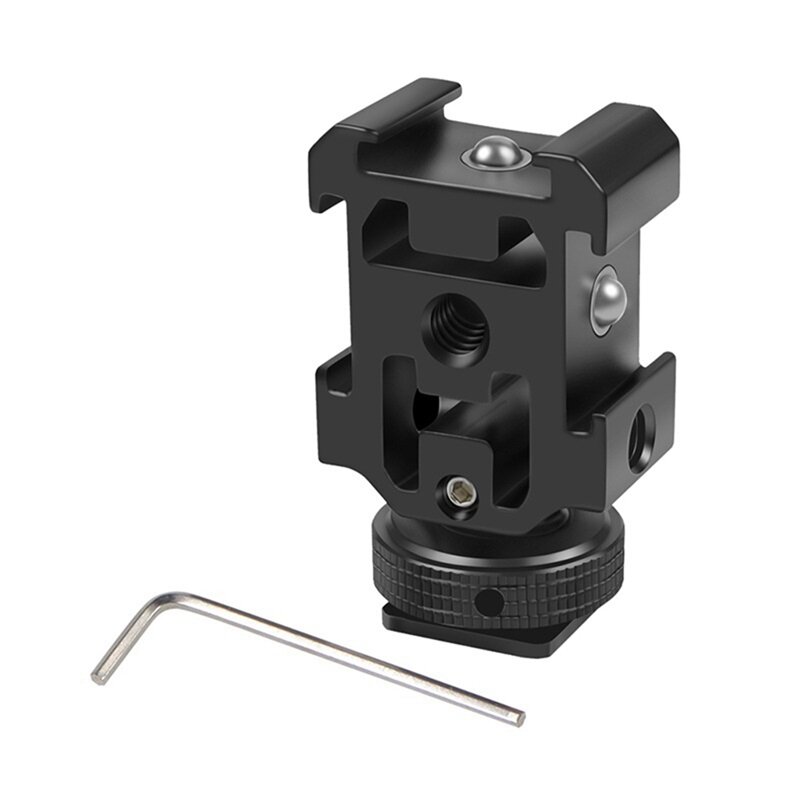 Triple Hot Shoe Mount Adapter Beugel Houder Voor Dslr Camera Voor Led Video Microfoon Flitslicht