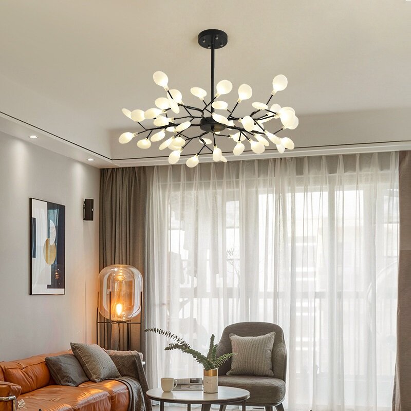 โมเดิร์น LED Firefly โคมไฟติดเพดาน Gold Black Tree สาขาไฟ Luxury Room Decor สำหรับห้องนอนห้องนั่งเล่นตกแต่งบ้าน