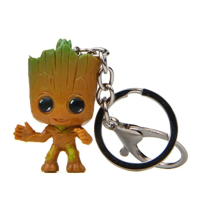 Groot-llavero de figura de superhéroe de dibujos animados para niños, colgante de coche, accesorios de joyería, juguetes de Anime, regalo al por mayor
