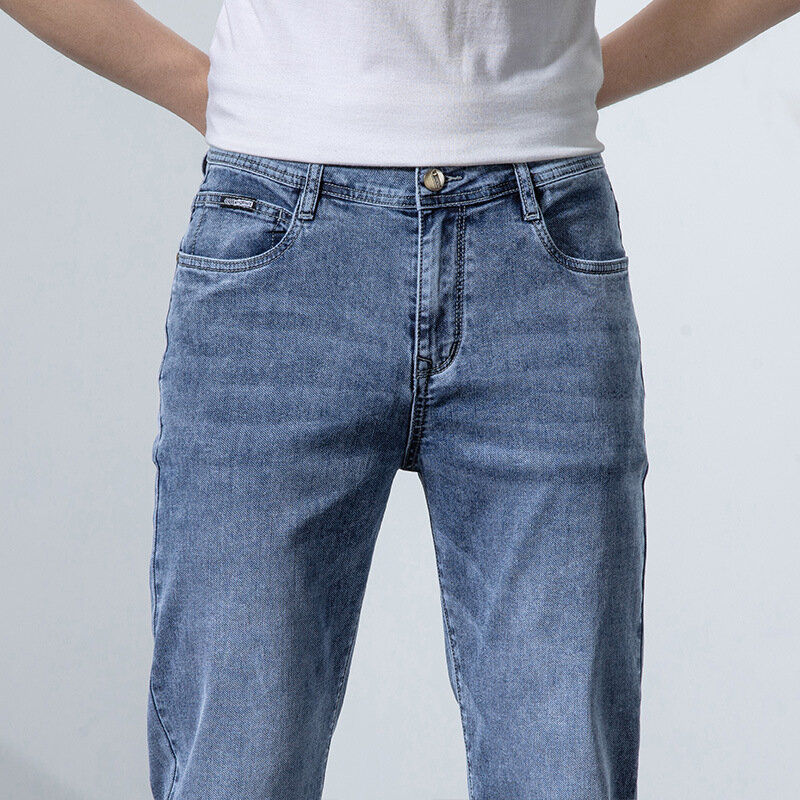 2022 neue männer Stretch Dünne Jeans Neue Frühjahr Mode Lässig Baumwolle Denim Slim Fit Hosen Männliche Hosen
