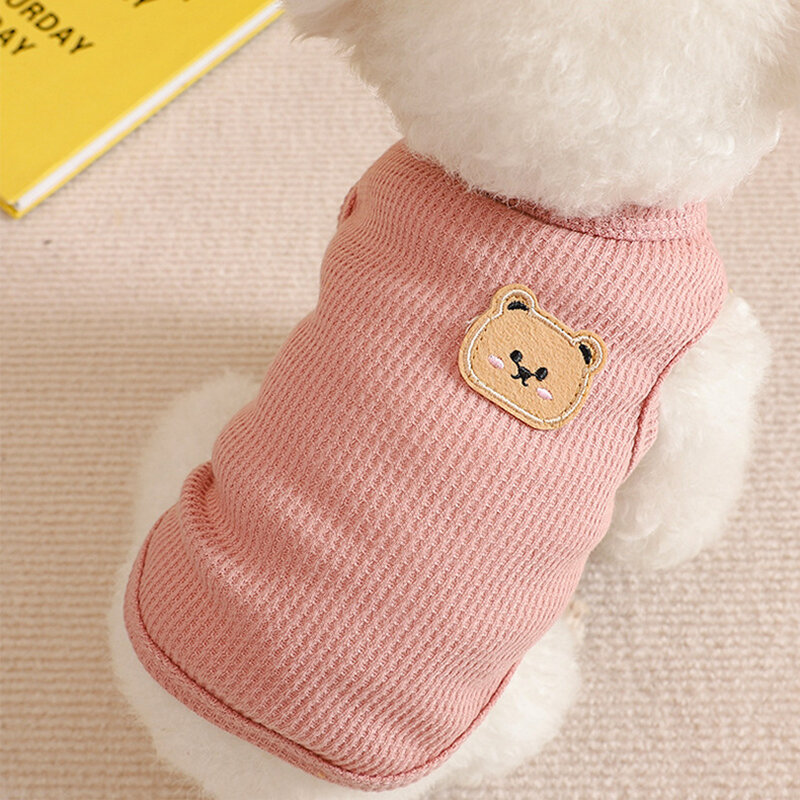 Bear Vest Thickened with Velvet Pet Dog Clothes Cat Solid T-shirt Clothing Dogs Thin Small Fashion Chihuahua Pug Pet Vest York