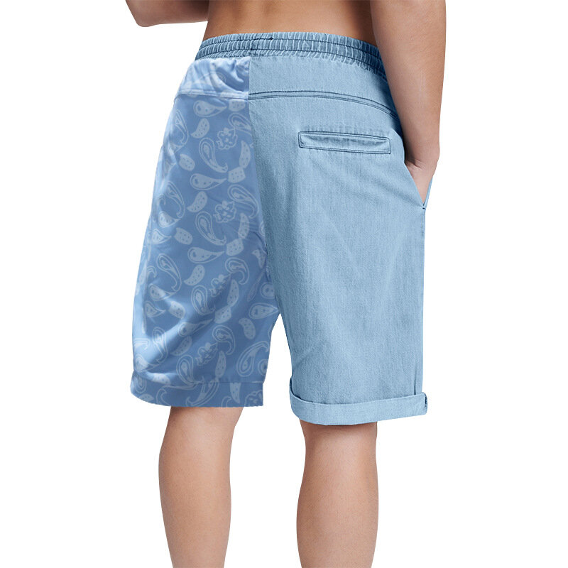 2024 Sommer lässige Jeans shorts lose Plus-Size-bedruckte Nickel-Shorts mit geradem Bein und elastischer Taille