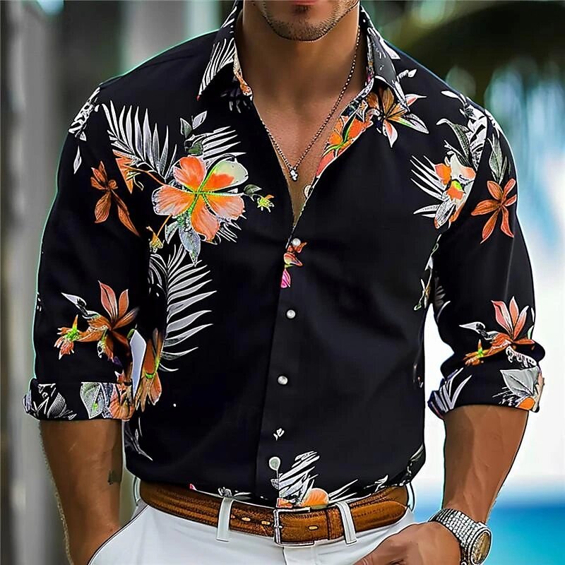 Men's shirt tops men's fashion casual outdoor street new style popular HD pattern men's plus size 2024