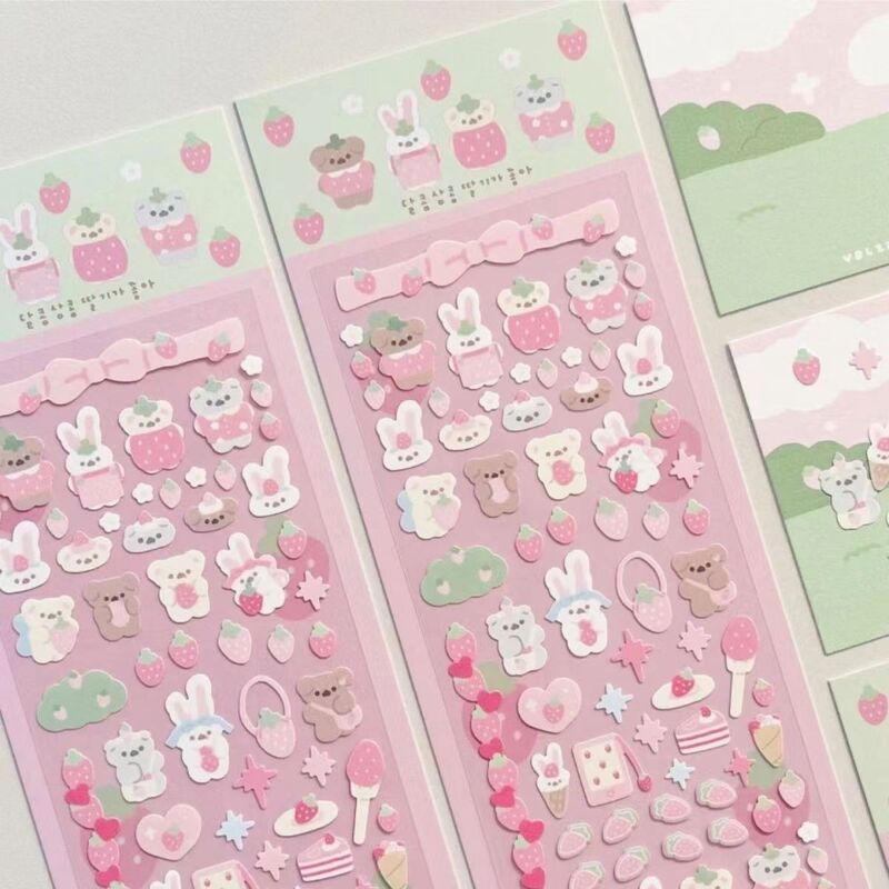 Cute Animal Laser Sticker Diy Scraping Happiness Planning Album Mobile Phone Decoration Sticker Kawaii Stationery Material Stick