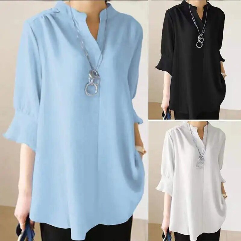 Loose Maternity Blouse Half Sleeve Shirts Summer Cotton Linen Casual Women Tops Blouse Pregnancy Clothes Plus Size Solid Color