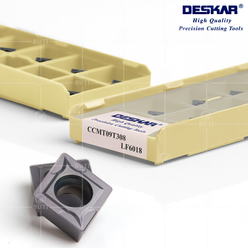 Deskarar-Herramientas de torneado de corte CNC, insertos de carburo para acero inoxidable, 100% Original, CCMT060204, CCMT09T304, CCMT120404, LF6018
