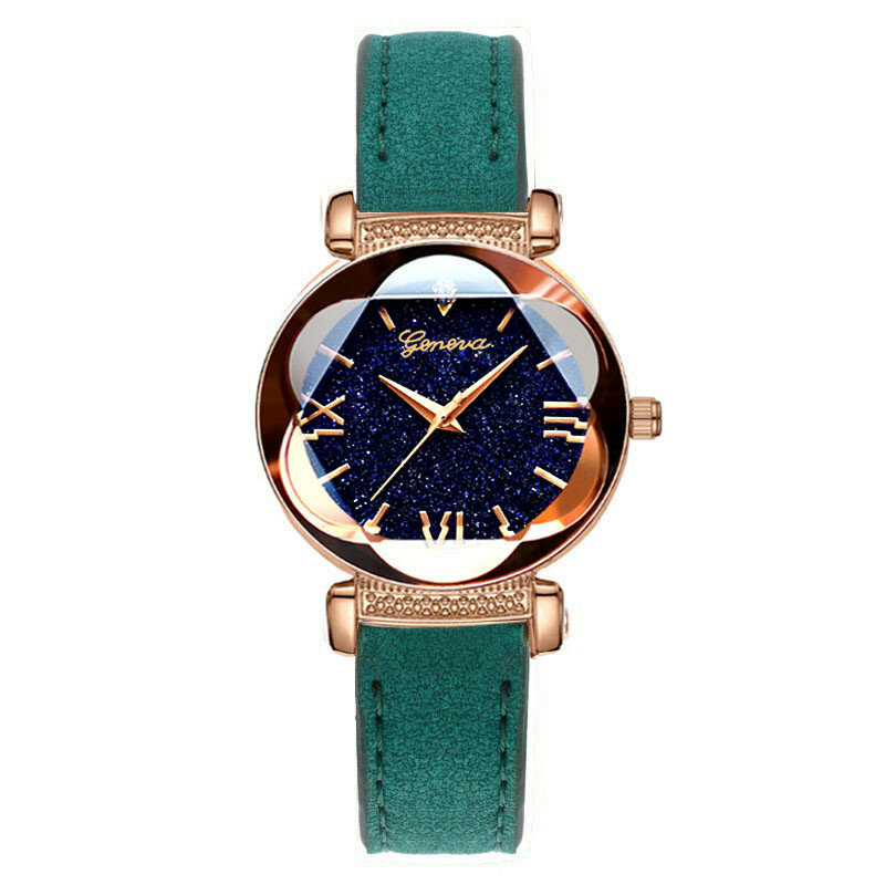 Elegant Watches For Women Star Dial Six Sleek Minimalist Luxury Watches Fashion Digital Leather Strap Watch Montres Femmes Reloj