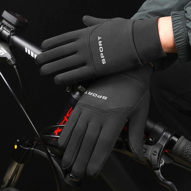 Men Winter Waterproof Cycling Gloves Sports Warm Touch Screen Motorcycle Gloves Anti-slip Windproof Driving Fleece Gloves Women