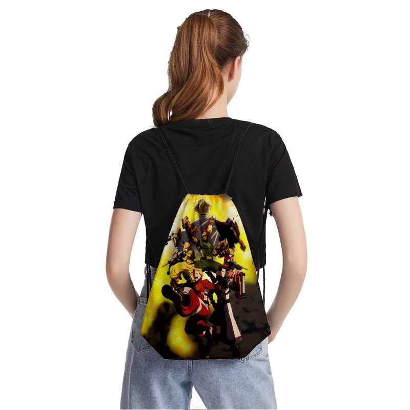 The Marginal Service 2023 New Anime Handbags Cloth Canvas Drawstring Bag Women Men Leisure Bags