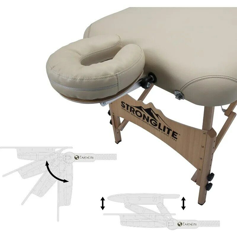 Table de massage portable GT Olympia, table de traitement tout-en-un avec berceau facial réglable, oreiller, demi-rond