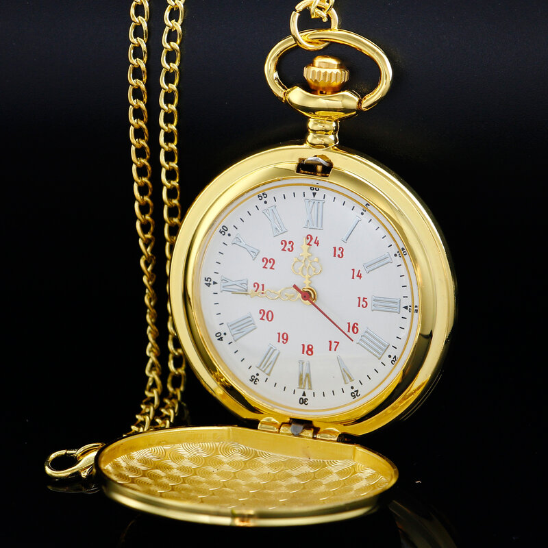 할아버지용 클래식 골드 쿼츠 포켓 시계, 독특한 레트로 남성 목걸이 펜던트, 보석 시계 액세서리, 최고의 선물