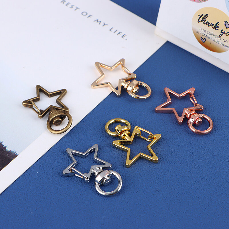 5pcs 23x33mm Snap Hook Star Keychain Lobster Clasp Hooks Key Ring Key Chain For DIY Jewelry Making Accessories