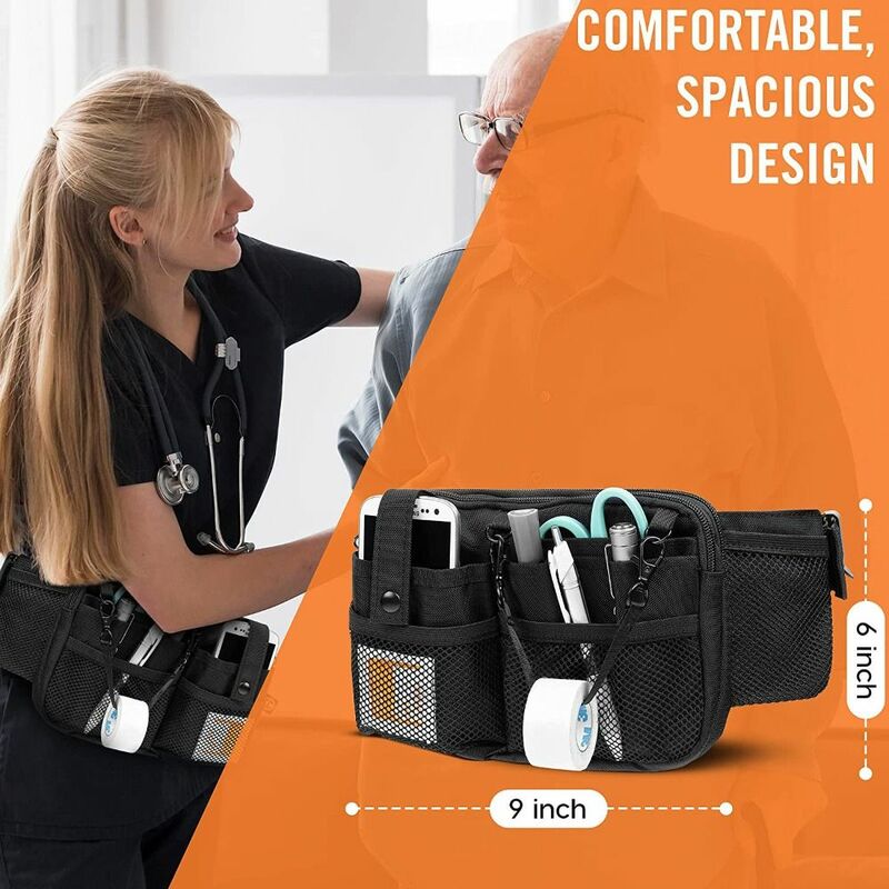 กระเป๋าคาดเอวสำหรับพยาบาลปรับได้, กระเป๋าใส่พยาบาลทำจากโพลีเอสเตอร์ความจุขนาดใหญ่พกพาได้