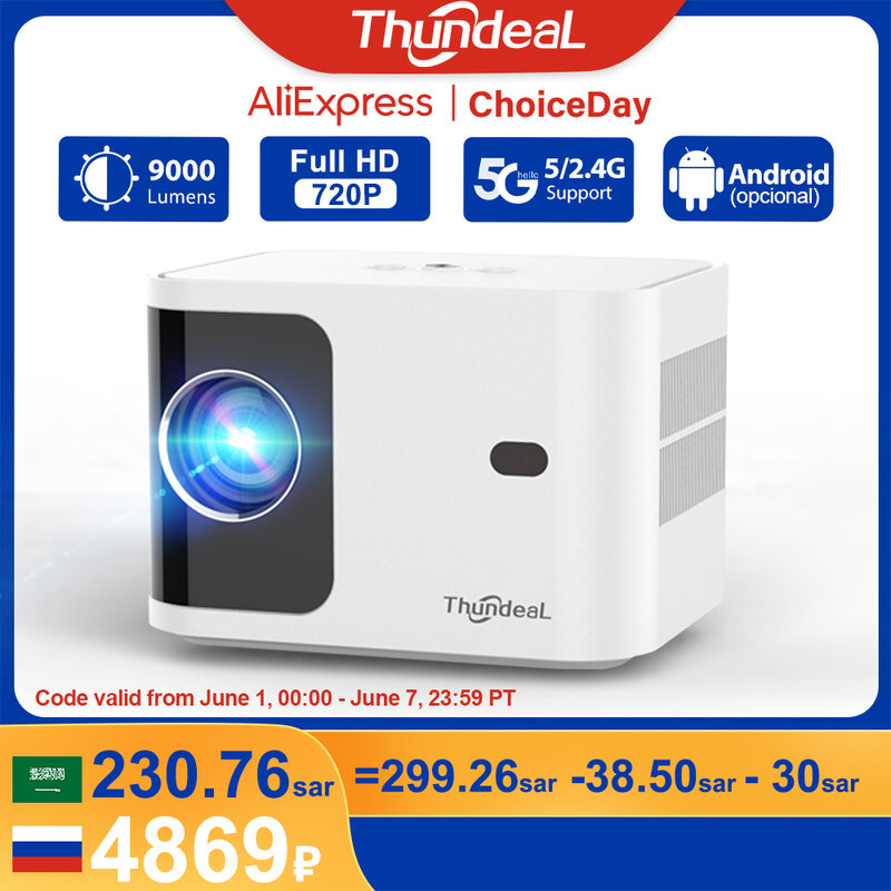 ThundeaL proyektor Mini TD91, proyektor portabel HD penuh 1080P 4K Video 5G WIFI Android TD91W Home Theater Cinema Beamer