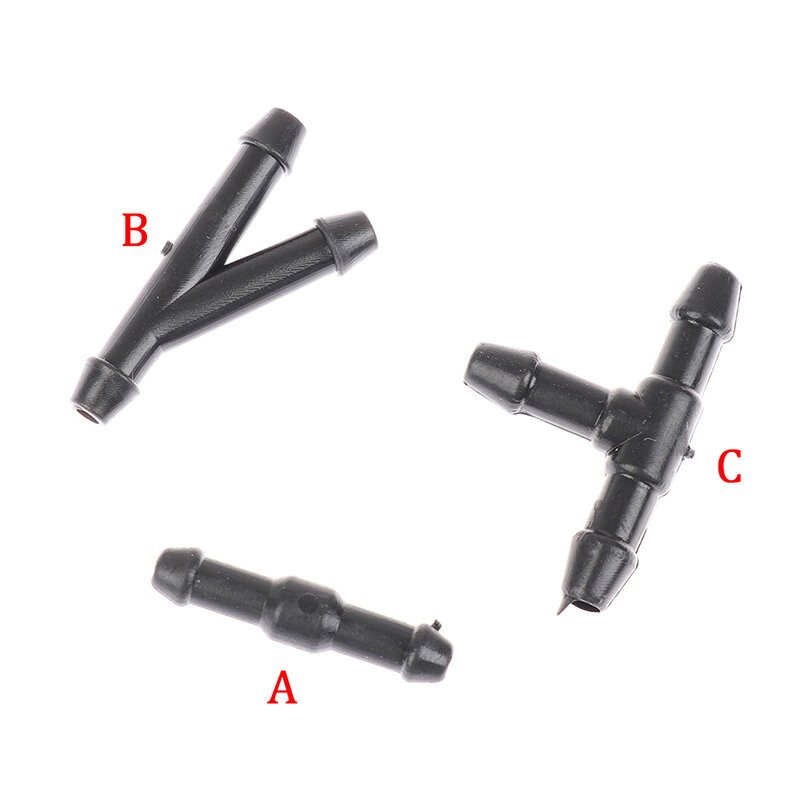 10Pcs Universal Joiner Pipe Connector T Piece Straight Tee 3 Way Y Piece Air Fuel Water Petrol Wiper Washer Nozzle Hose Tubing