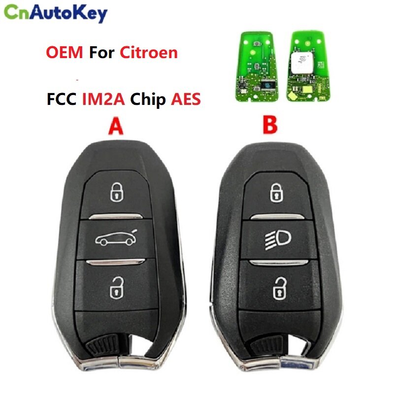 CN016032 Original IM2A Para Citroen FCC 98123974ZD Chave Inteligente 3 Botões HITAG AES PCF7953M Chip 433MHz Keyless Go