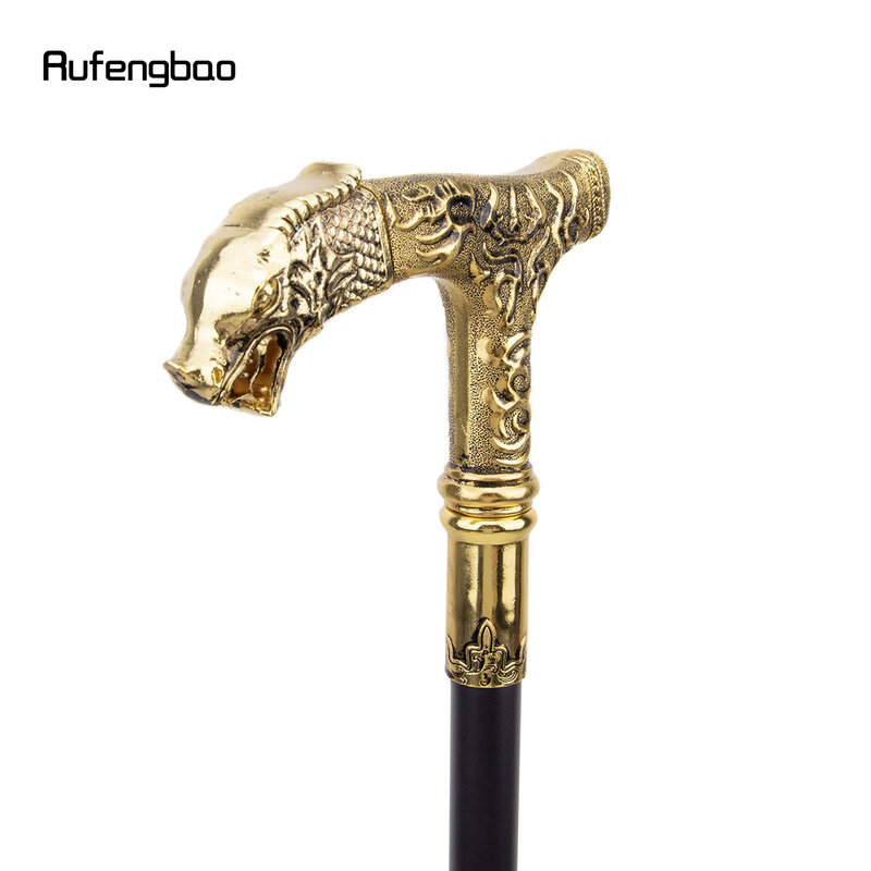 Bâton de marche de luxe à poignée Dragon doré, 90cm, avec plaque cachée, auto-défense, canne à la mode, bâton de Cosplay