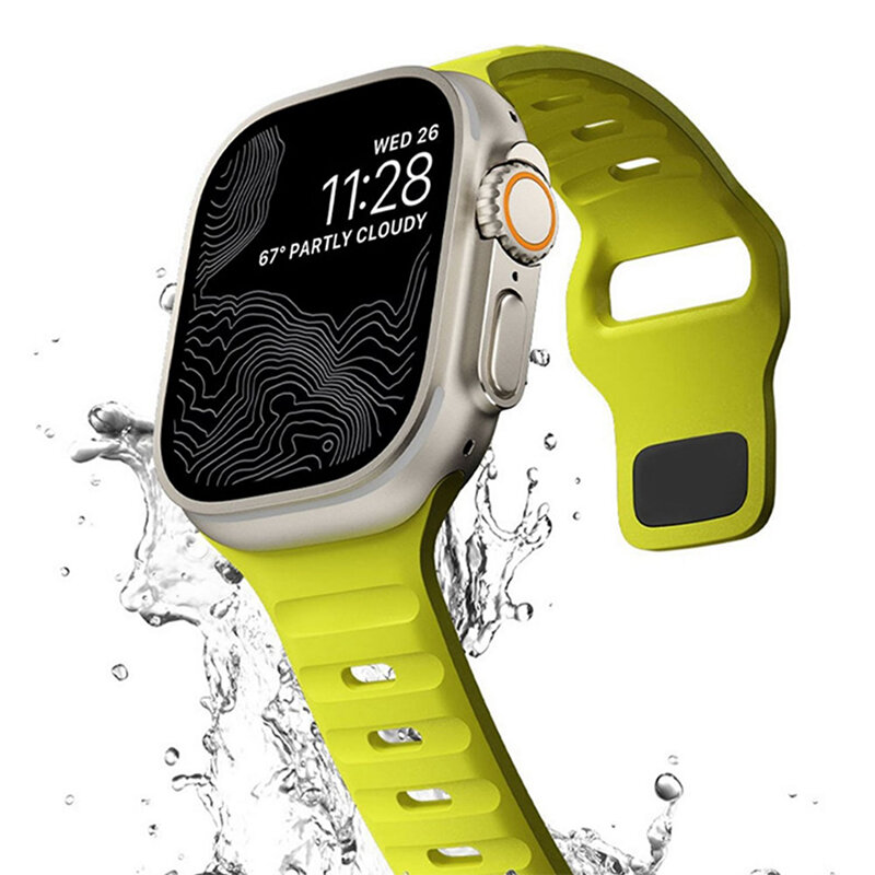 สายซิลิโคนสำหรับนาฬิกา Apple อัลตร้า49มม. สายรัดข้อมือแนวสปอร์ตสาย iWatch ซีรีส์9 8 7 45มม. 41มม. 6 5 4 3 SE2 44มม. 40มม.