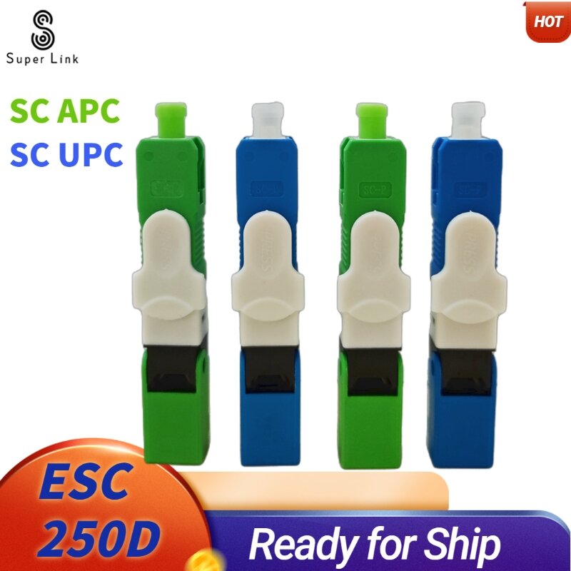จัดส่งฟรี100/200ชิ้น/ล็อต ESC250D FTTH SC APC & SC UPC ตัวเชื่อมต่อสายไฟเบอร์ออปติกโหมดเดียวตัวเชื่อมต่อเร็ว FTTH SM