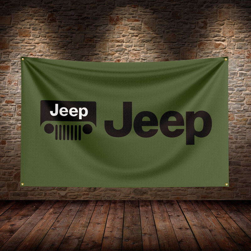J-jeepps Bandera de coche de poliéster impresa, 3x5 pies, decoración de garaje de habitación