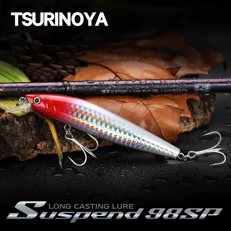 TSURINOYA 98SP sospensione Minnow Fishing Lure Stinger 98mm 14.5g Ultra Long Casting Saltwater Jerkbait artificiale Hard Bait Pike
