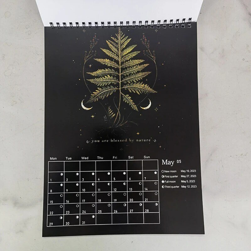 New Dark Forest Lunar Calendar 2024 Original Illustrated Wall Pendant For Office Home Art Moon Calendar Creative Gift Room Decor