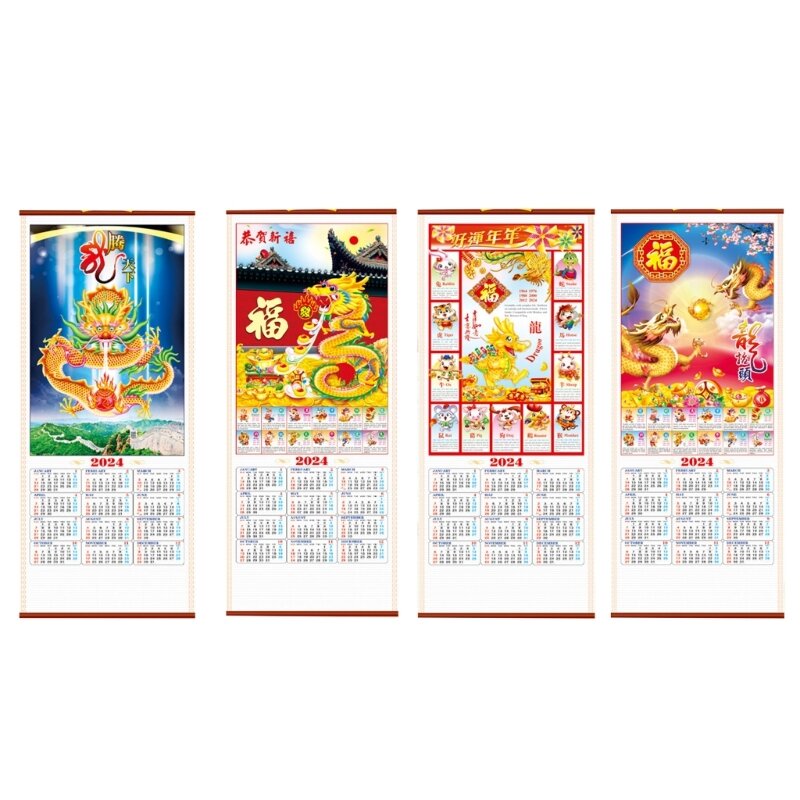 Kalendarz ścienny 2024 Kalendarz smoka 2024 Wiosenne dekoracje świąteczne dla domu HXBE