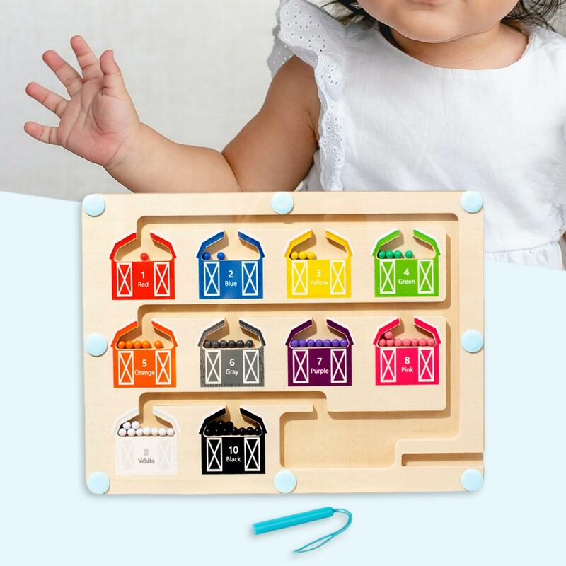 Laberinto magnético de colores y números para niños, tablero de aprendizaje para actividades preescolares de 3 a 5 años, desarrollo sensorial, ocupado y entretenido