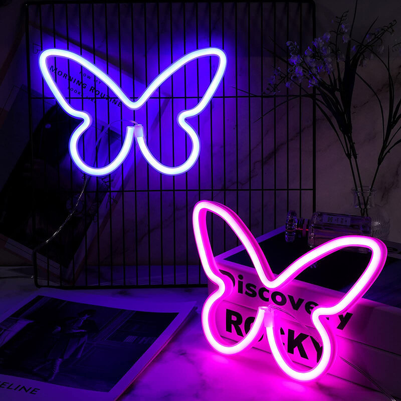 Lampe LED papillon à piles USB 62 Shoous, lampe décorative pour salon, chambre à coucher, fête, décor de festival