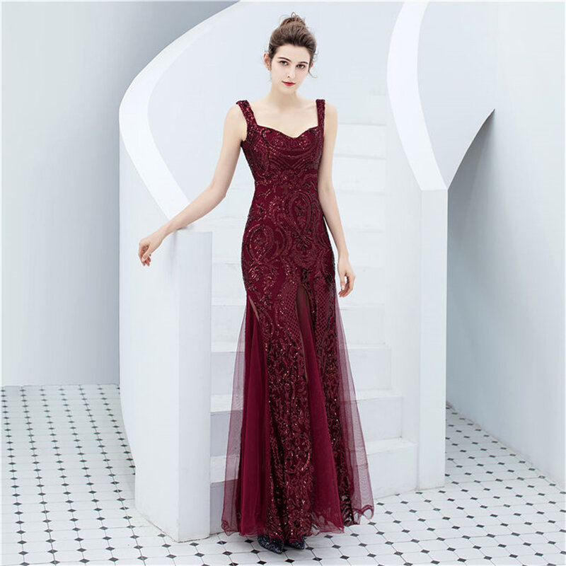 Elegant Women Mermaid Long Prom Dress 2024 New in Sexy Embroidery Mesh Evening Gowns Ladies Guest Wedding Party Maxi Dresses