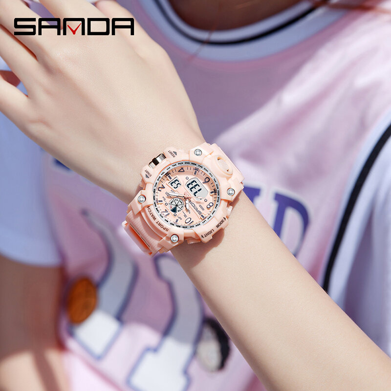 2024 nuova tendenza sportiva giovanile orologio elettrico coreano da uomo creativo SANDA 3306 orologio da polso personalità