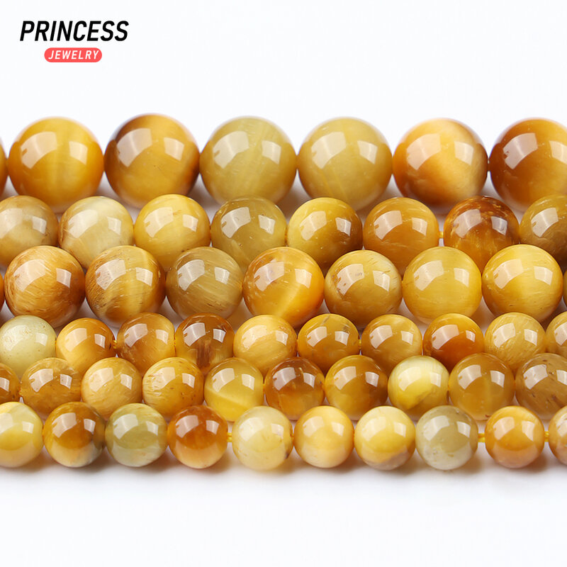 Natural Golden Tiger Eye Stone Beads para Fazer Jóias, Pulseira e Colar, Acessórios DIY, Atacado, 15 em Strand, 4mm, 6mm, 8mm, 10mm, 12mm, A ++