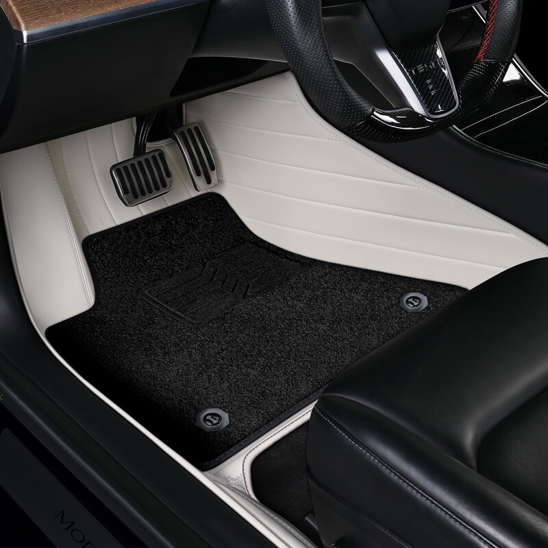 Tesla Model S Sesuai Pesanan Aksesori Mobil Matras Lantai Interior Bahan Ramah Lingkungan untuk Karpet Mobil Kulit Kualitas Tinggi untuk Model Tesla S