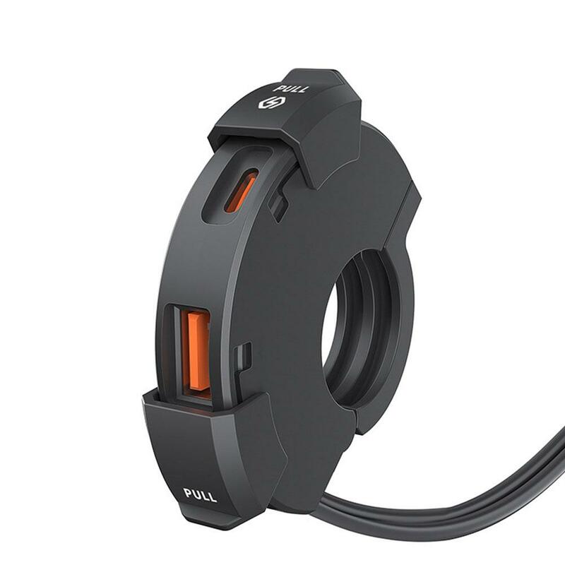 QC3.0 Motorcycle USB Fast Charger 30W Type C Port Socket Waterproof Handlebar Mounting Bracket Phone Charger For Bike Moto Z5C3
