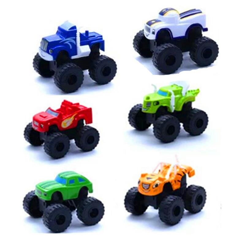 6 pz/set Blaze Machines Car Toys Russian Miracle Crusher Truck Vehicles Figure Blazed the monster Toy for Children Gifts Kid Toy