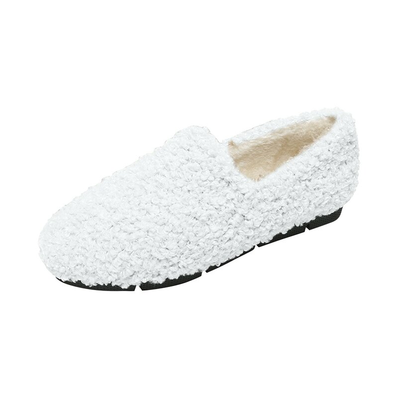 Damskie zimowe zamszowe buty pluszowe ciepłe płaskie buty minimalistyczne ciepłe kapcie domowe zimowe ciepłe klipsy kapcie z bawełny Zapatos 2024
