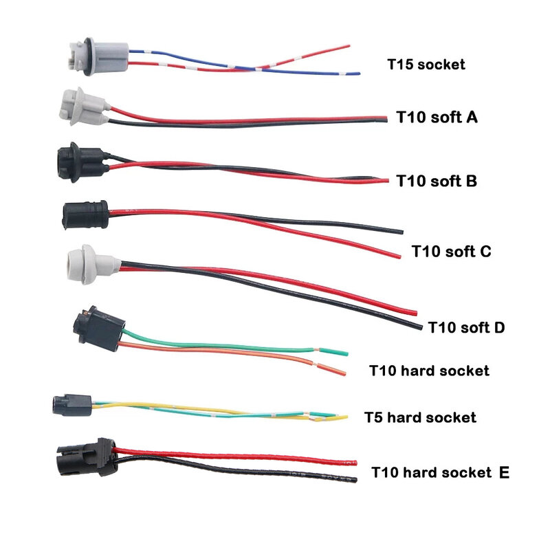 Soft Bulb Holder Adaptadores Cabo, LED Bulb Conector Soquete, Wedge Base, Light Plug Extensão, Cablagem, T10, W5W, T5, T15, 1Pc