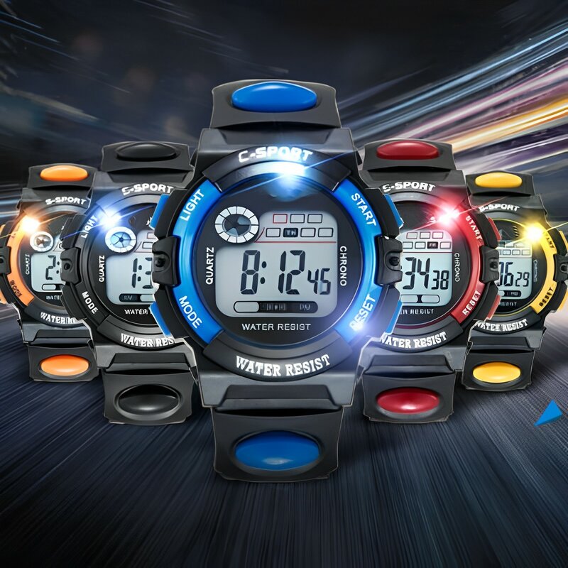 Elektroniczny zegarek dla chłopców dziewczynki dzieci świecąca tarcza wojskowe zegarki sportowe dla dzieci wodoodporny wielofunkcyjny zegarek cyfrowy