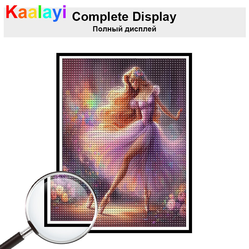 DIY Cartoon Anime Ballerina Princess 5D Full Round Diamond Painting Kits Cute Ballet Woman Drills Mosaic Embroidery Cross-stitch