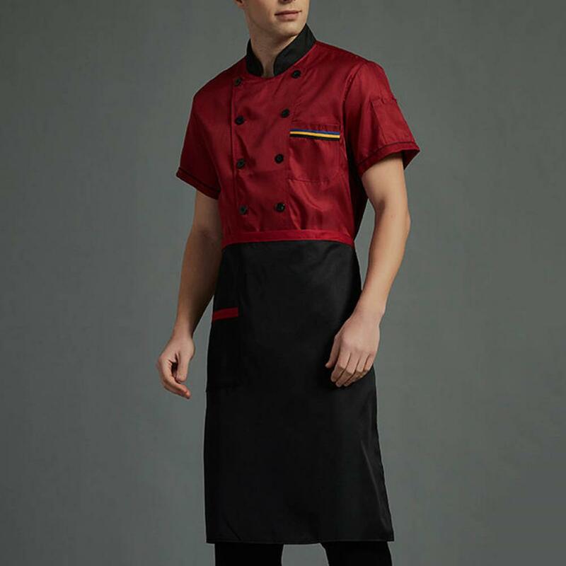 Conjunto de delantal de Chef de mezcla de algodón, camisa de Chef profesional, conjunto de delantal de manga larga de doble botonadura para cocina y panadería