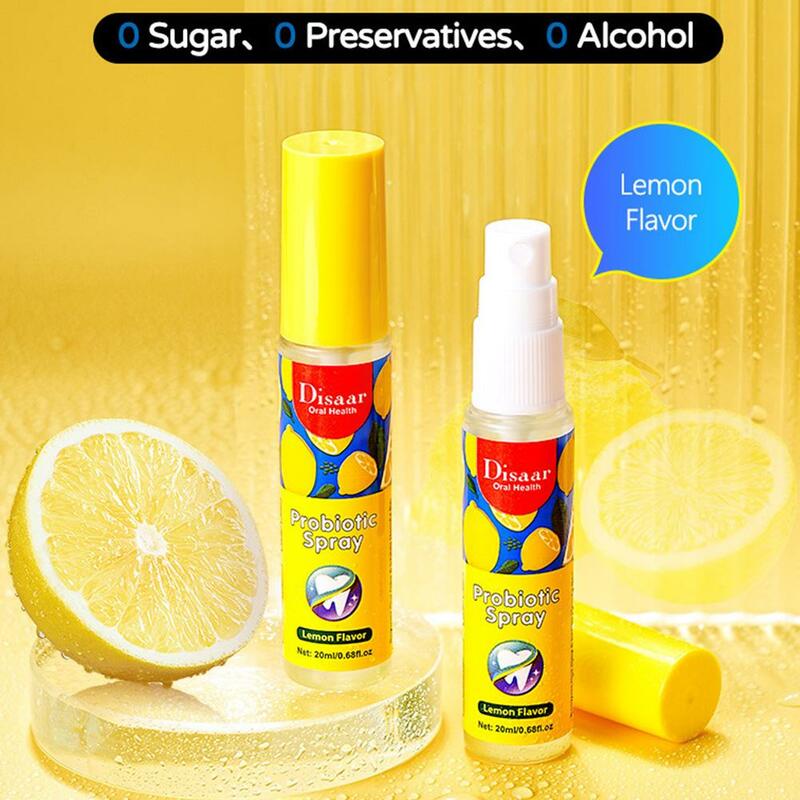 Spray ambientador portátil, spray de limpeza bucal, sabor menta uva limão, artefato feminino e masculino, respiração respiração, 20ml