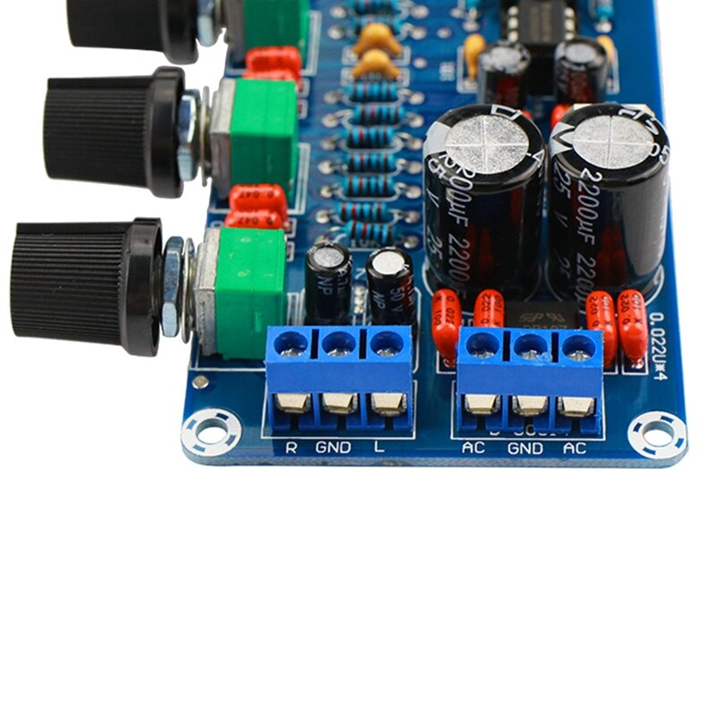 Quente-amplificador ne5532 pré-amplificador controle de tom de volume acabado placa agudos médio baixo eq diy duplo ac 12v-18v