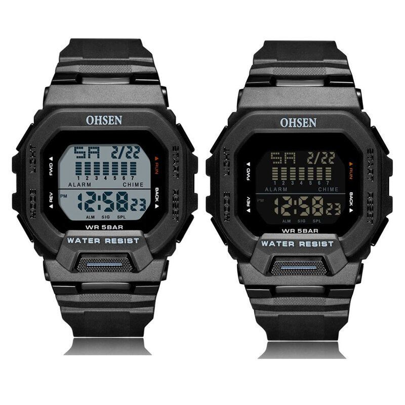 Digital Silicone Sport Watch para homens e mulheres, relógios de pulso multifuncionais, relógios impermeáveis, relógio azul, moda masculina, novo