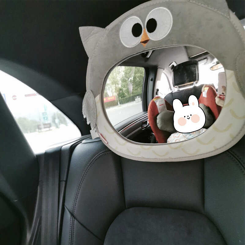 Espelho retrovisor infantil suspenso Animal bonito dos desenhos animados Pingente de carro de pelúcia Observação do assento de segurança para crianças Espelho retrovisor para bebê