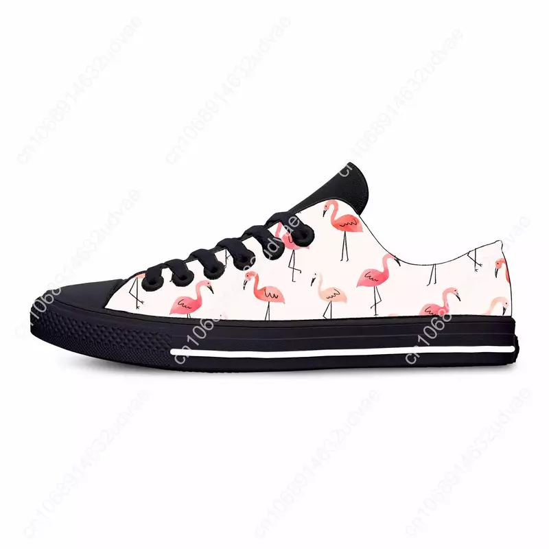 Tropical Pink Flamingo Bird Animal Pattern Cartoon Casual Cloth Shoes Low Top Comfortable Breathable 3D Print Men Women Sneakers
