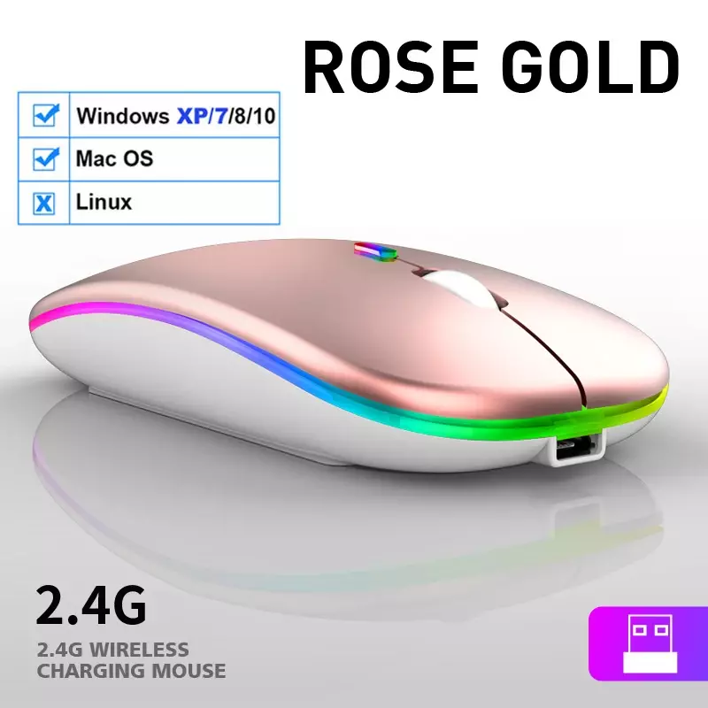 Перезаряжаемая Беспроводная Bluetooth мышь с 2,4 ГГц USB RGB 1600DPI мышь для компьютера ноутбука планшета ПК Macbook игровая мышь для геймеров