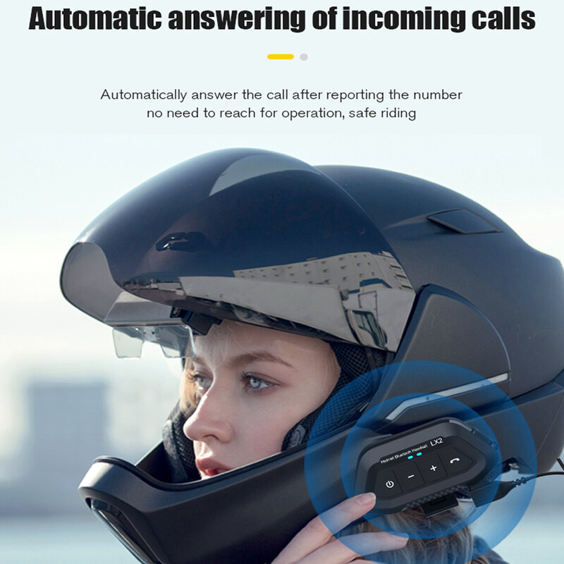 1200mAh Motorcycle Helmet Wireless Headset BT 5.0 Bluetooth Helmet Headset Voice Assistant Moto Earphone Motorbike Headphone