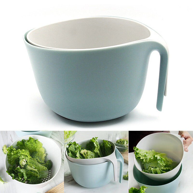 2-in-1 Waschen Sieb Bowl Essen Siebe mit Lange Grip Slip Basis für Obst Gemüse