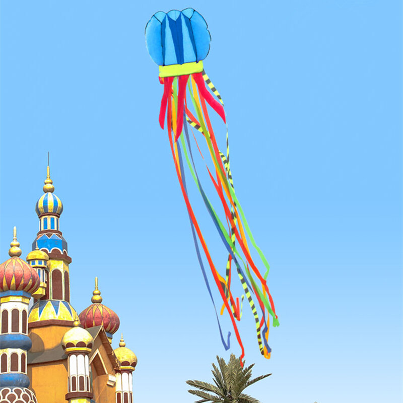 Gratis Ongkir 8M แมงกะพรุนขนาดใหญ่ Kites Flying Octopus รอกชักว่าวไนลอน Ripstop ผ้า Kevlar Line Paragliding ของเล่นผู้ใหญ่ Kites
